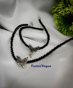 Glamaya Oxidized Black Beads Bird Nazarbattu Anklet 1 GLAM-AN-BE-20-105160-45-3