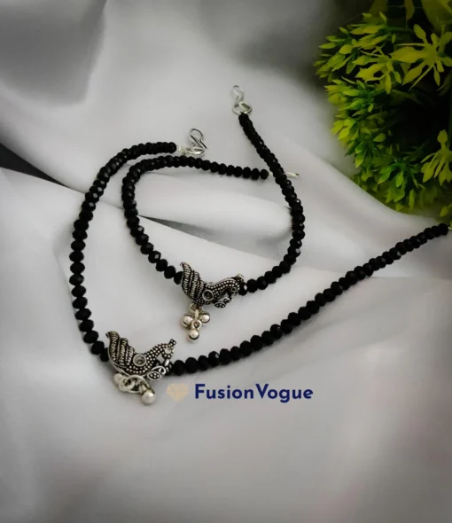 Glamaya Oxidized Black Beads Bird Nazarbattu Anklet 1 GLAM-AN-BE-20-105160-45-3