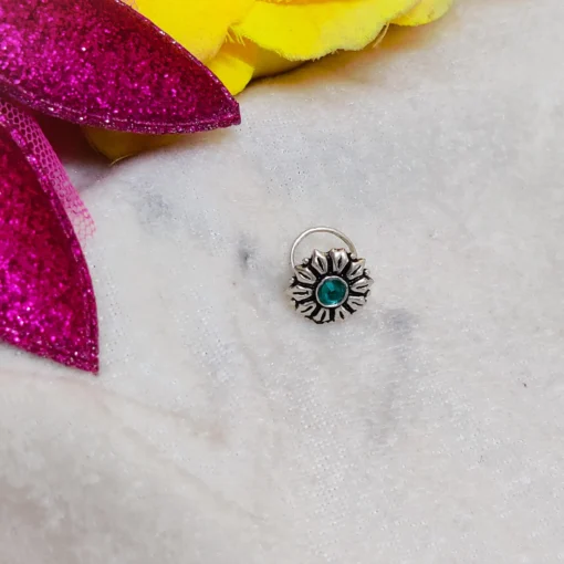 Glamaya Floral Stone Wired Nose Pin: Premium Quality Oxidised Beauty 1 GLAM-NP-ST-2F5-217498-9-2