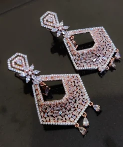 Glamaya American Diamond Dangle Party Wear Earring Rose Gold 1 GLAM-ER-CZ-228-913928-250-5