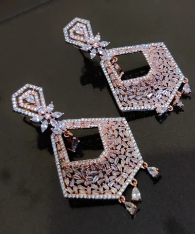 Glamaya American Diamond Dangle Party Wear Earring Rose Gold 1 GLAM-ER-CZ-228-913928-250-5