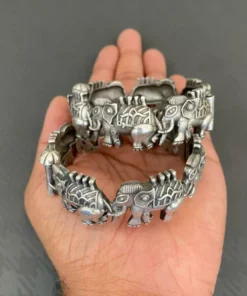 Glamaya Oxidized Silver Lookalike Antique Elephant Bangles 1 GLAM-BB-OX-250-240653-290-2