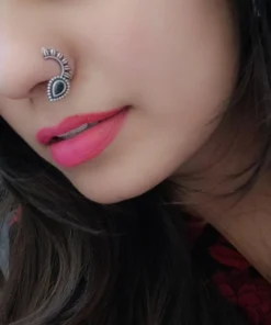 Glamaya Intricate Oxidised German Silver Droplets Nose Pin For Women 8 GLAM-EN-OX-2-882204-5-5 Glamaya Intricate Oxidised German Silver Droplets Nose Pin For Women 8 GLAM-EN-OX-2-882204-5-5