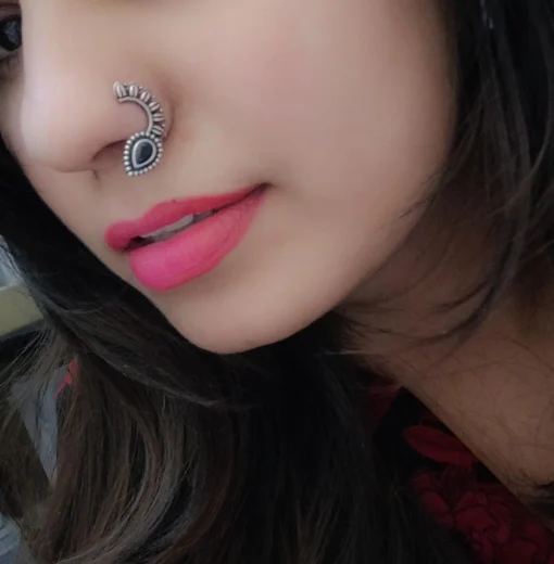 Glamaya Intricate Oxidised German Silver Droplets Nose Pin For Women 8 GLAM-EN-OX-2-882204-5-5 Glamaya Intricate Oxidised German Silver Droplets Nose Pin For Women 8 GLAM-EN-OX-2-882204-5-5