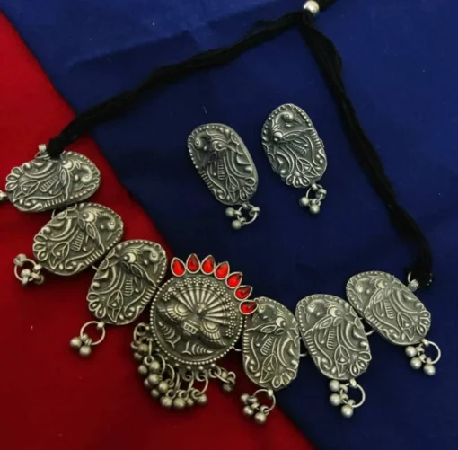 Glamaya Elegant Peacock Choker Necklace Set – Antique Black Polish Design 2 GLAM-CN-BP-60-463993-89-2 Glamaya Elegant Peacock Choker Necklace Set - Antique Black Polish Design 2 GLAM-CN-BP-60-463993-89-2