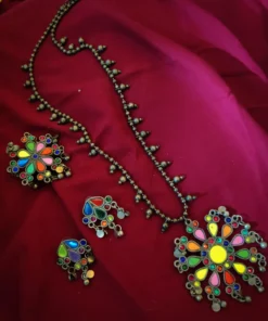 Glamaya Afghan Long Chain Necklace Earring Set With Ring 1 GLAM-CN-BP-55-535267-100-3