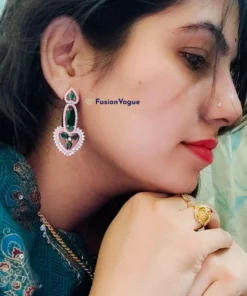 Glamaya Beautiful Luxury American Diamond Earring Green 2 GLAM-ER-CZ-90-622473-110-5