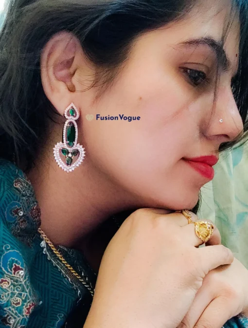 Glamaya Beautiful Luxury American Diamond Earring Green 2 GLAM-ER-CZ-90-622473-110-5 Glamaya Beautiful Luxury American Diamond Earring Green 2 GLAM-ER-CZ-90-622473-110-5