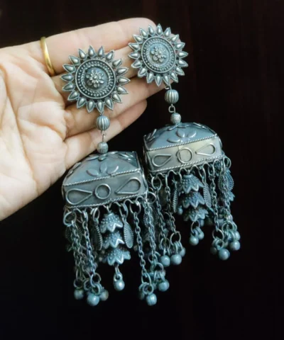 Glamaya Oxidized Black Polish Light Weight Jhumka Earring 1 GLAM-ER-BP-25-252944-41-4