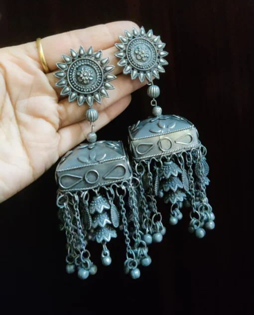 Glamaya Oxidized Black Polish Light Weight Jhumka Earring 1 GLAM-ER-BP-25-252944-41-4