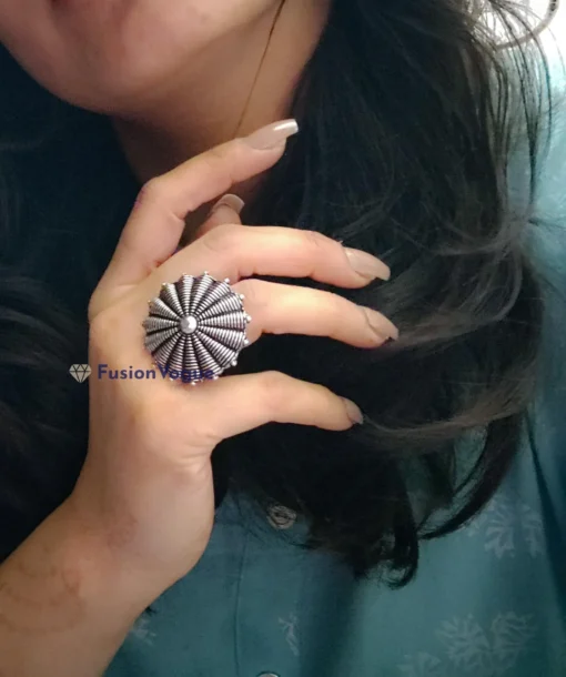 Glamaya Oxidized German Silver Adjustable Finger Ring 09 3 GLAM-RI-OX-15-070903-32-2 Glamaya Oxidized German Silver Adjustable Finger Ring 09 3 GLAM-RI-OX-15-070903-32-2