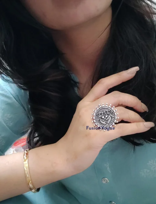 Glamaya Oxidized German Silver Adjustable Finger Ring 04 3 GLAM-RI-OX-7F5-886630-16-4 Glamaya Oxidized German Silver Adjustable Finger Ring 04 3 GLAM-RI-OX-7F5-886630-16-4