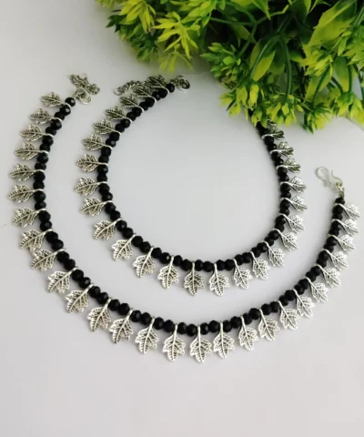 Glamaya Oxidised Leaf Trendy Anklet 1 GLAM-AN-OX-16F7-957878-30-3