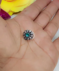 Glamaya Floral Stone Wired Nose Pin: Premium Quality Oxidised Beauty 2 GLAM-NP-ST-2F5-217498-9-2