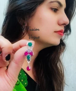 Glamaya Stunning Silver Lookalike Earrings With Semi Precious Stones 8 GLAM-ER-ST-40-262868-71-2 Glamaya Stunning Silver Lookalike Earrings With Semi Precious Stones 8 GLAM-ER-ST-40-262868-71-2