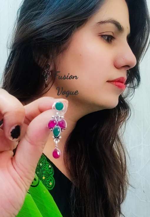 Glamaya Stunning Silver Lookalike Earrings With Semi Precious Stones 8 GLAM-ER-ST-40-262868-71-2 Glamaya Stunning Silver Lookalike Earrings With Semi Precious Stones 8 GLAM-ER-ST-40-262868-71-2