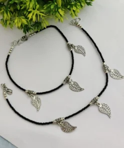 Glamaya Oxidised Leaf Beads Trendy Anklet 2 GLAM-AN-BE-20-738206-45-3
