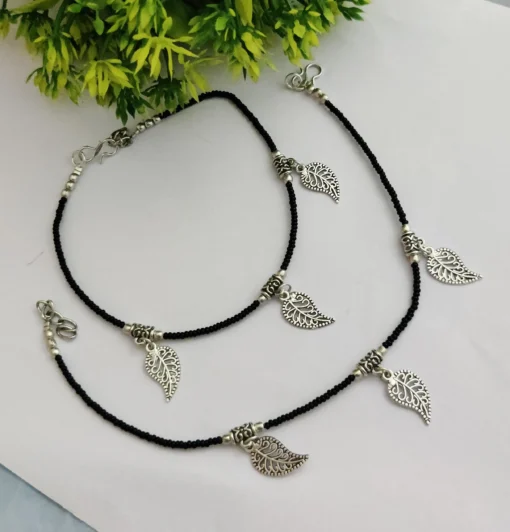 Glamaya Oxidised Leaf Beads Trendy Anklet 2 GLAM-AN-BE-20-738206-45-3 Glamaya Oxidised Leaf Beads Trendy Anklet 2 GLAM-AN-BE-20-738206-45-3