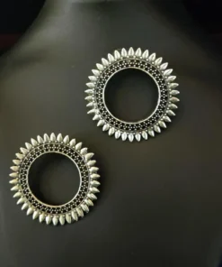 Glamaya Chic Oxidised Silver Round Stud Earring 1 GLAM-ER-OX-7F5-490535-16-4
