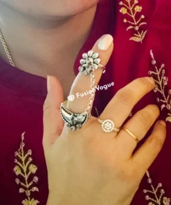 Glamaya Oxidized Premium Quality Chain Finger Ring 2 GLAM-RI-OX-5F7-873045-11-7