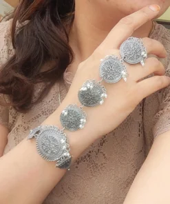 Glamaya Stylish Black Pearl Handcuff: Trendy Oxidized Polish 2 GLAM-BB-PE-15-010589-27-5
