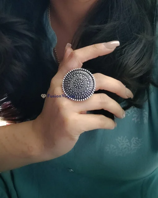 Glamaya Oxidized German Silver Adjustable Finger Ring 12 2 GLAM-RI-OX-3F8-239316-8-8 Glamaya Oxidized German Silver Adjustable Finger Ring 12 2 GLAM-RI-OX-3F8-239316-8-8