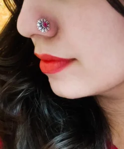 Glamaya Floral Stone Wired Nose Pin: Premium Quality Oxidised Beauty 12 GLAM-NP-ST-2F5-217498-9-2 Glamaya Floral Stone Wired Nose Pin: Premium Quality Oxidised Beauty 12 GLAM-NP-ST-2F5-217498-9-2