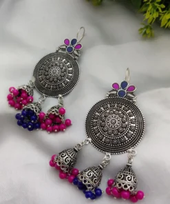 Glamaya German Silver Cute Dangle Earring Pink Purple 1 GLAM-ER-OX-15-113732-25-6