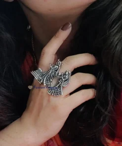Glamaya Oxidized German Silver Adjustable Finger Ring 07 3 GLAM-RI-OX-3F8-985653-8-8