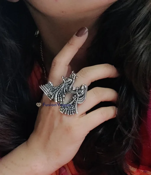 Glamaya Oxidized German Silver Adjustable Finger Ring 07 3 GLAM-RI-OX-3F8-985653-8-8 Glamaya Oxidized German Silver Adjustable Finger Ring 07 3 GLAM-RI-OX-3F8-985653-8-8