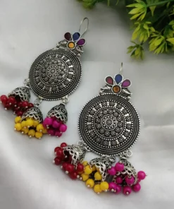 Glamaya German Silver Cute Dangle Earring Multi 1 GLAM-ER-OX-18-436068-30-5