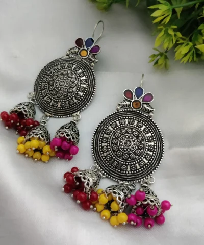 Glamaya German Silver Cute Dangle Earring Multi 1 GLAM-ER-OX-18-436068-30-5