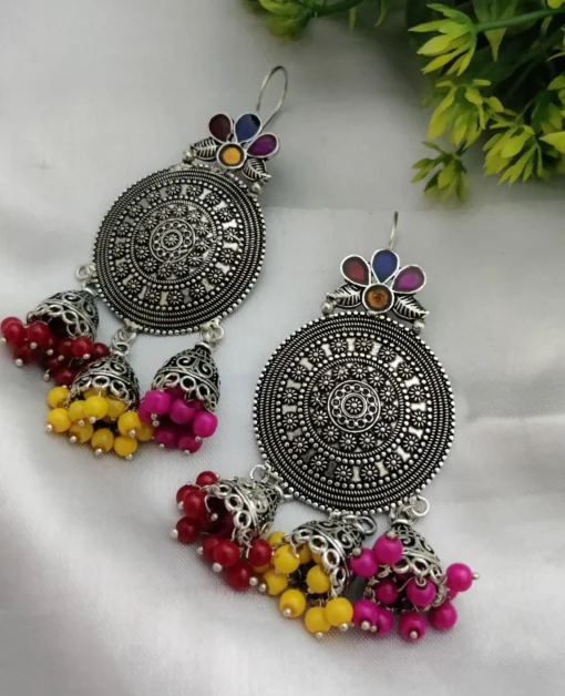 Glamaya German Silver Cute Dangle Earring Multi 1 GLAM-ER-OX-18-436068-30-5