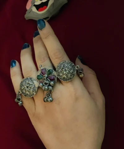 Glamaya Oxidized Black Polish Adjustable Trendy Ring 2 GLAM-RI-BP-5F6-710564-10-9