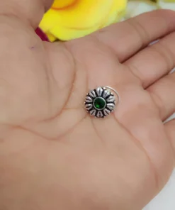 Glamaya Floral Stone Wired Nose Pin: Premium Quality Oxidised Beauty 5 GLAM-NP-ST-2F5-217498-9-2 Glamaya Floral Stone Wired Nose Pin: Premium Quality Oxidised Beauty 5 GLAM-NP-ST-2F5-217498-9-2