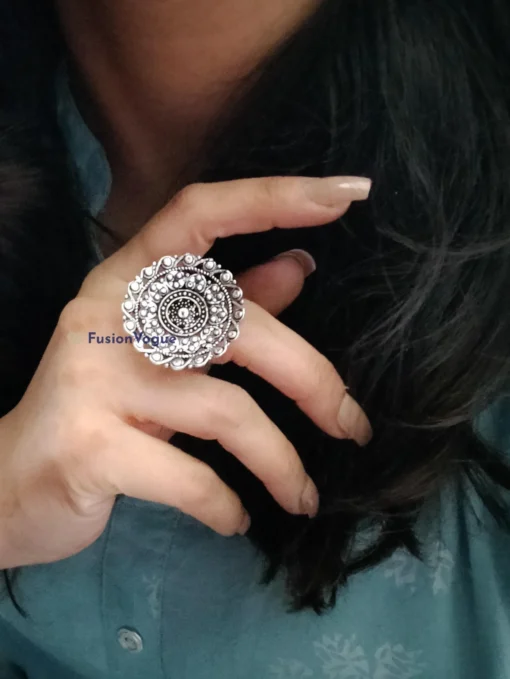 Glamaya Oxidized German Silver Adjustable Finger Ring 13 3 GLAM-RI-OX-7F5-606009-16-4 Glamaya Oxidized German Silver Adjustable Finger Ring 13 3 GLAM-RI-OX-7F5-606009-16-4