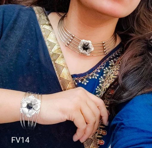 Glamaya Trendy Oxidised Necklace & Bracelet Set: Stylish Armlet Combo 3 GLAM-CN-OX-43F3-724809-66-3 Glamaya Trendy Oxidised Necklace & Bracelet Set: Stylish Armlet Combo 3 GLAM-CN-OX-43F3-724809-66-3