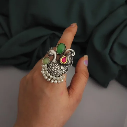 Glamaya Fashionable Adjustable Oxidized Peacock Ring 2 GLAM-RI-OX-65-654283-99-2 Glamaya Fashionable Adjustable Oxidized Peacock Ring 2 GLAM-RI-OX-65-654283-99-2