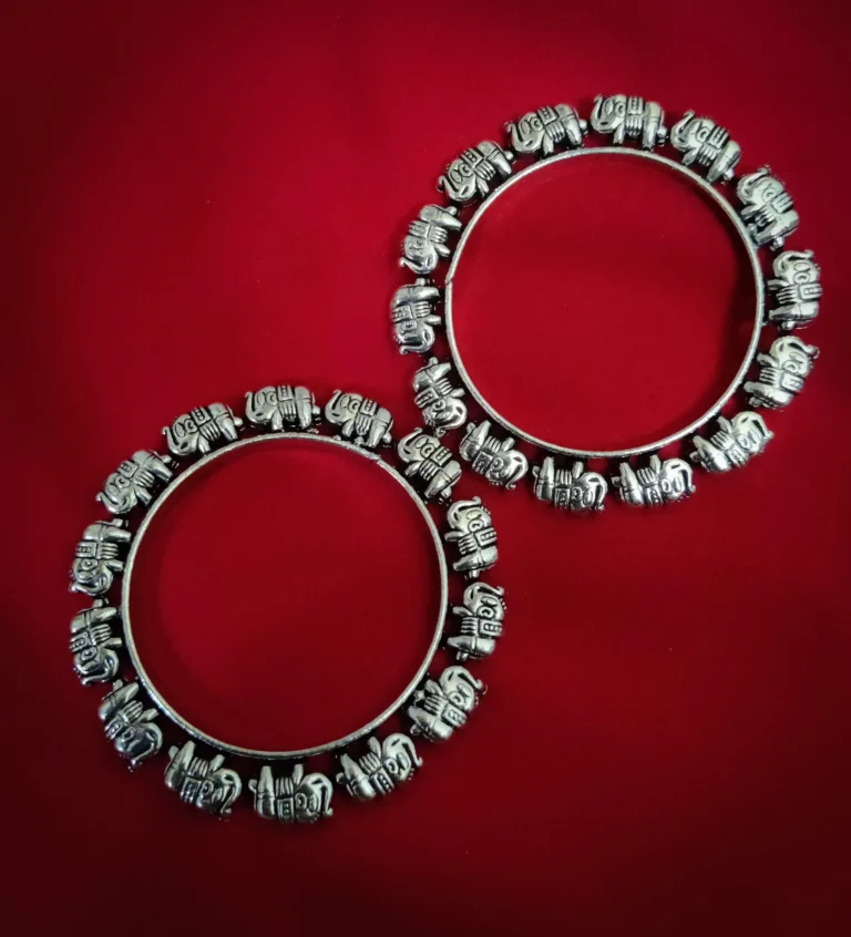 Glamaya Silver Lookalike Oxidized Elephant Bangles 1 GLAM-BB-OX-78F6-158175-150-7