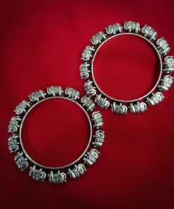 Glamaya Silver Lookalike Oxidized Elephant Bangles 1 GLAM-BB-OX-78F6-158175-150-7