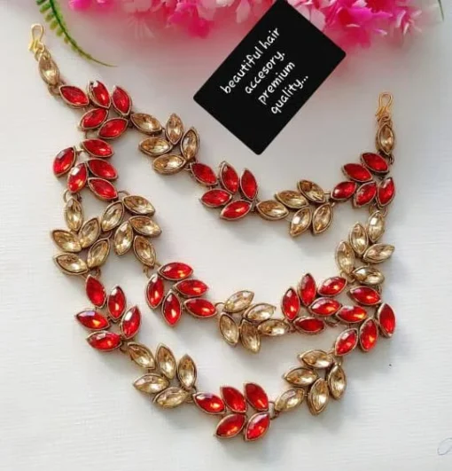 Glamaya Kundan Hair Accessories For Party Wear Red Golden 1 GLAM-HA-KU-21F4-071532-35-7