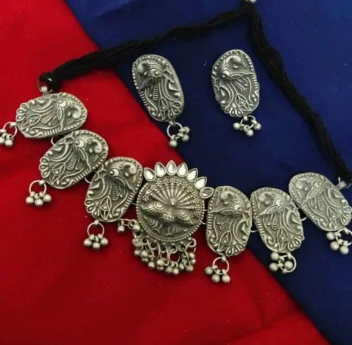 Glamaya Elegant Peacock Choker Necklace Set – Antique Black Polish Design 3 GLAM-CN-BP-60-463993-89-2 Glamaya Elegant Peacock Choker Necklace Set - Antique Black Polish Design 3 GLAM-CN-BP-60-463993-89-2