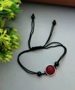 Glamaya Oxidized Red Engraved Stone Nazar Anklet 1 GLAM-AN-ST-6F7-168113-15-3