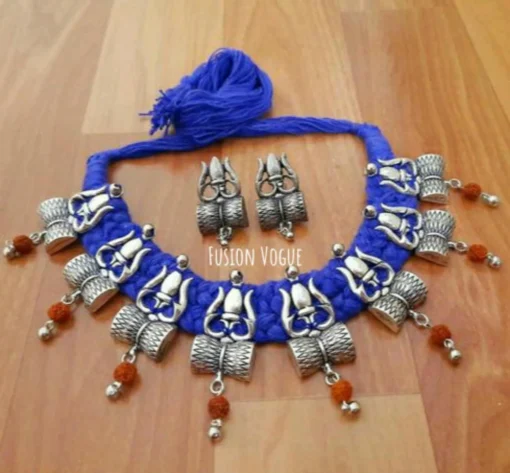 Glamaya Oxidized Trishul Thread Kolhapuri Necklace Earring Set 2 GLAM-CN-TH-70-401343-105-2 Glamaya Oxidized Trishul Thread Kolhapuri Necklace Earring Set 2 GLAM-CN-TH-70-401343-105-2