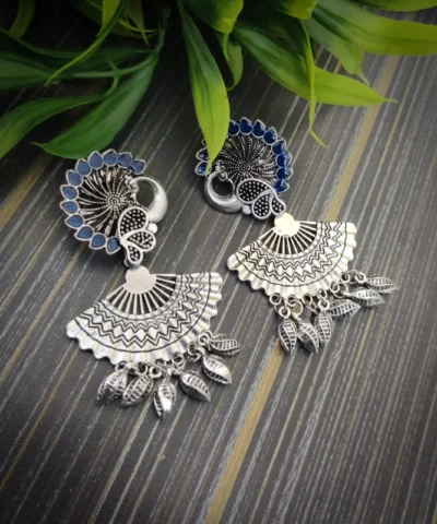 Glamaya Premium Silver Lookalike Peacock Earring Blue 1 GLAM-ER-OX-10-744071-18-5