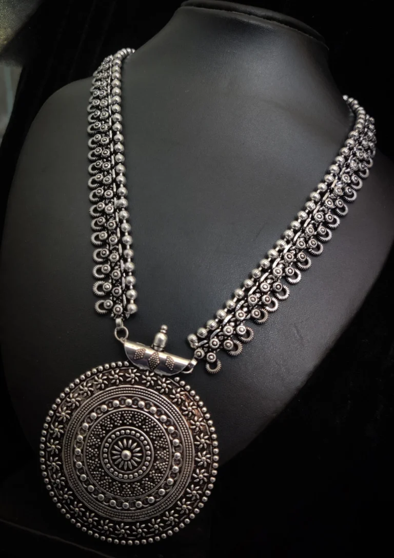 Glamaya Oxidized German Silver Long Chain Necklace 1 GLAM-NE-OX-30-716167-49-5