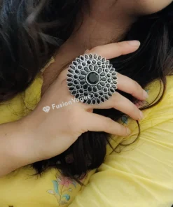 Glamaya Oxidized Jumbo Size Adjustable Ring Black 2 GLAM-RI-OX-15-167348-25-6