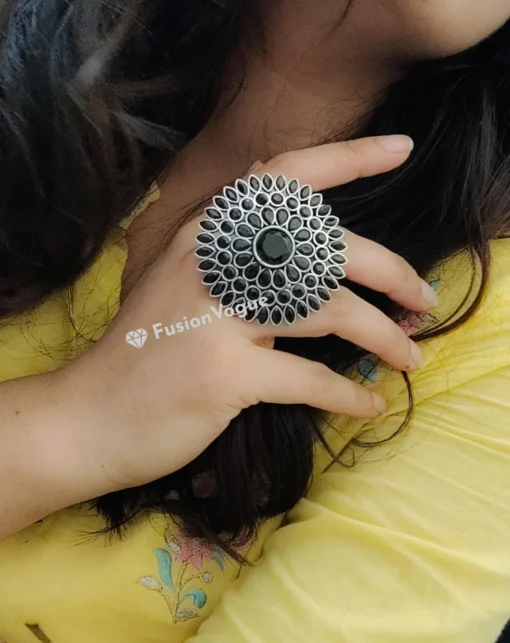 Glamaya Oxidized Jumbo Size Adjustable Ring Black 2 GLAM-RI-OX-15-167348-25-6 Glamaya Oxidized Jumbo Size Adjustable Ring Black 2 GLAM-RI-OX-15-167348-25-6