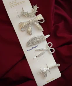 Glamaya 5 Pc Korean Style Pearl Barrettes Women's Hair Pin Hair Accessories 1 GLAM-HA-PE-21F4-045026-35-7