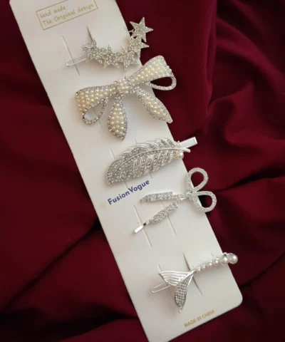 Glamaya 5 Pc Korean Style Pearl Barrettes Women's Hair Pin Hair Accessories 1 GLAM-HA-PE-21F4-045026-35-7